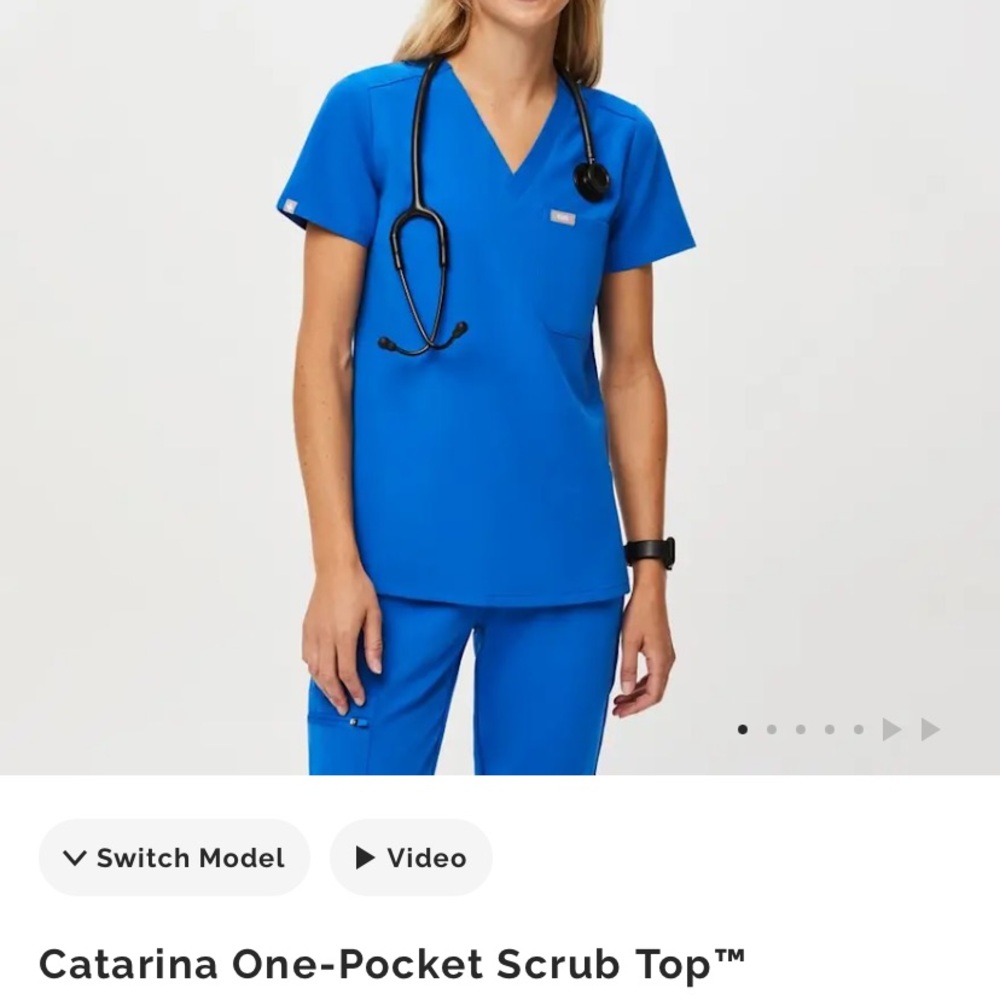 Figs Catarina Royal Blue Scrub Top XXS